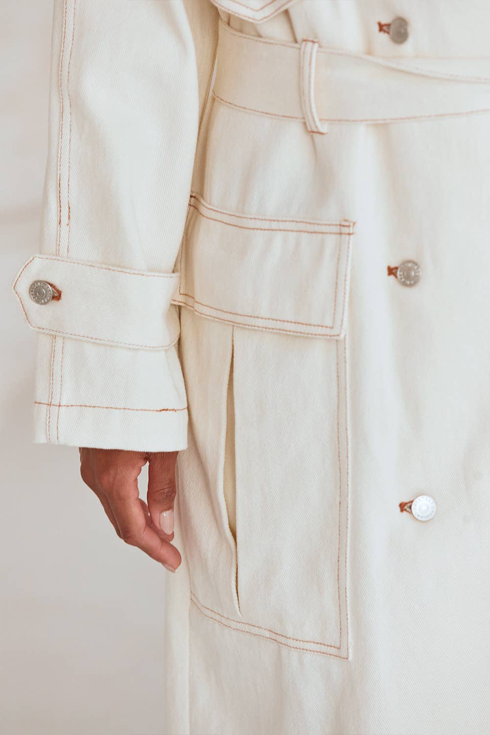 Crescent White Denim Trench Coat - East Coast Classy