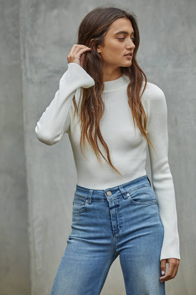  Rib Mock Neck Top - East Coast Classy