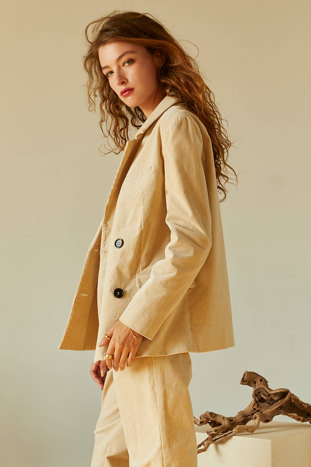 Corduroy Double Breasted Oversized Blazer - East Coast Classy