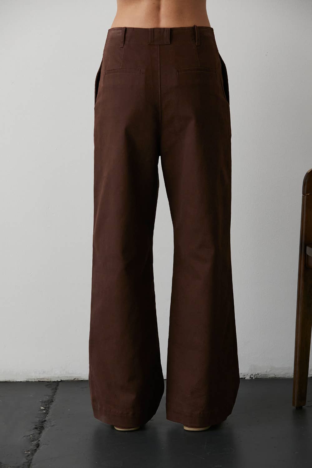 Pleated Denim Trouser Pants in Chocolate  - East Coast Classy