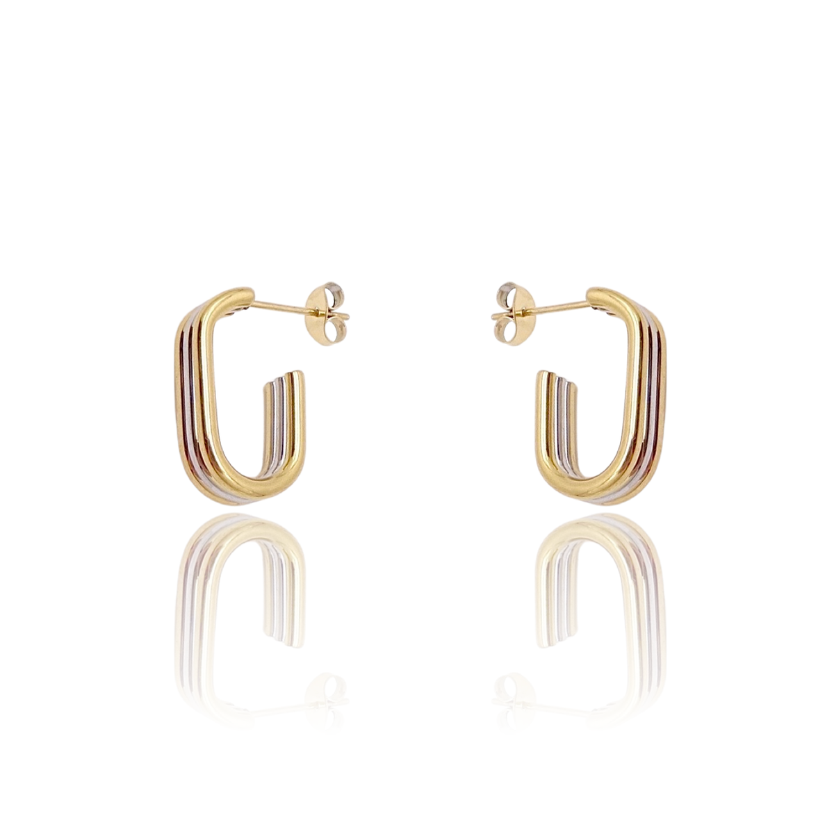 KIKICHIC Two-Tone Triple Row Earrings - East Coast Classy