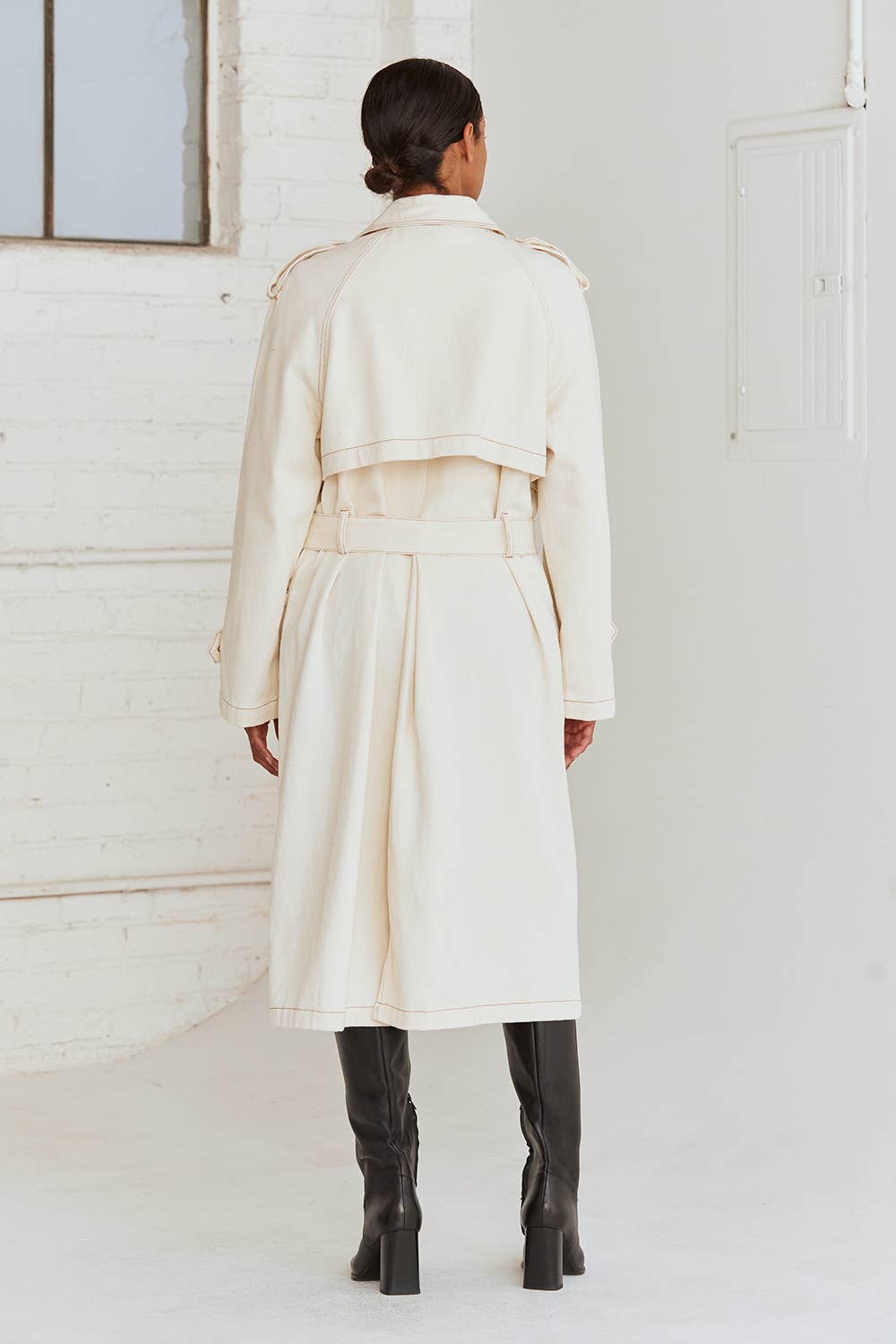 Crescent White Denim Trench Coat - East Coast Classy