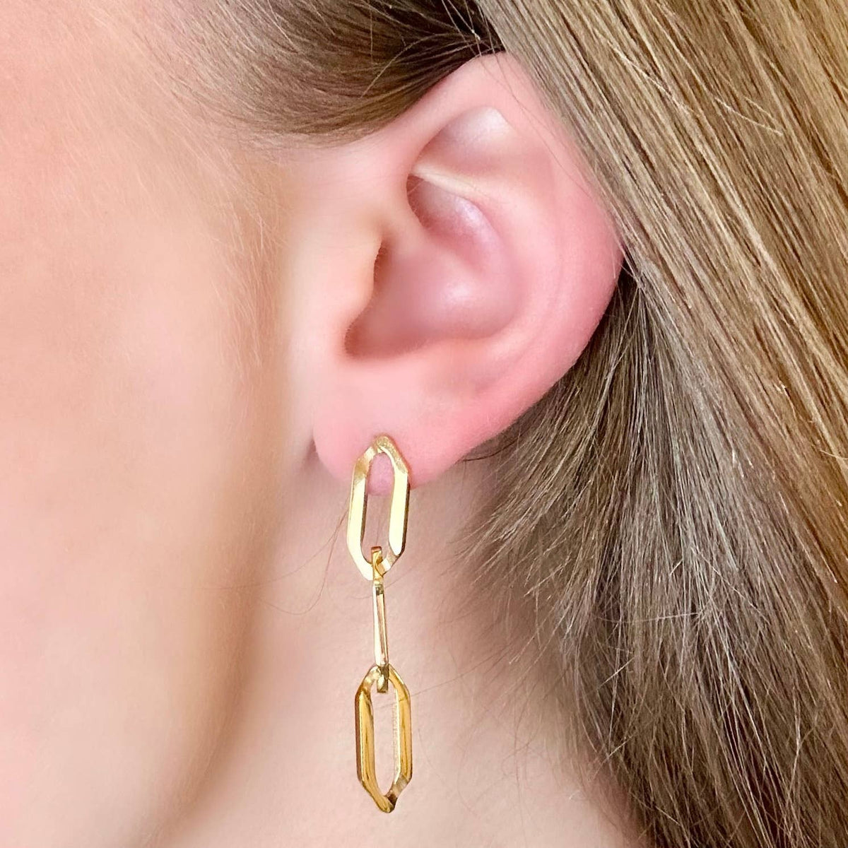 KIKICHIC Simple Paperclip Link earrings: 14K - East Coast Classy