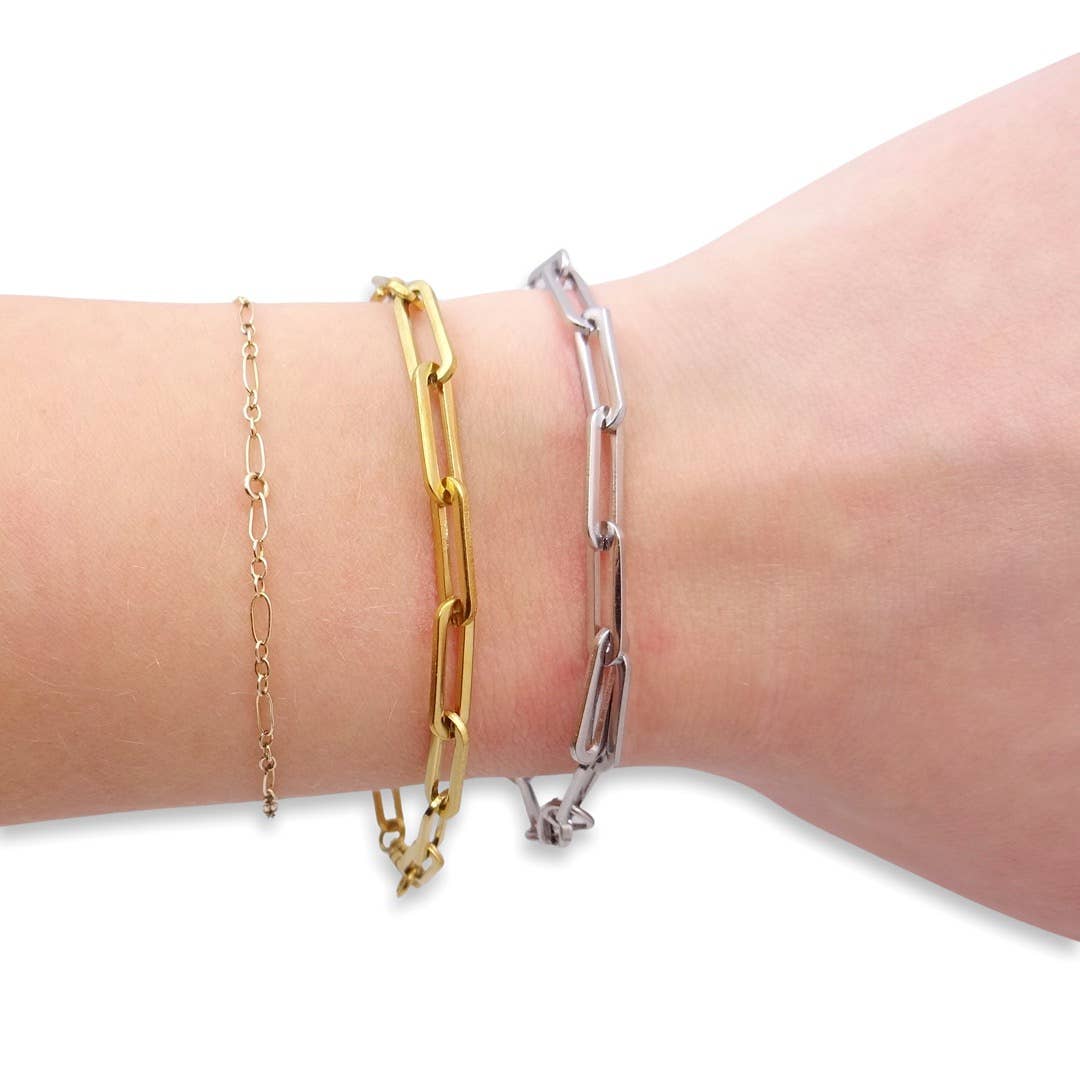 KIKICHIC Paper Clip Chain Link Bracelet: Silver - East Coast Classy