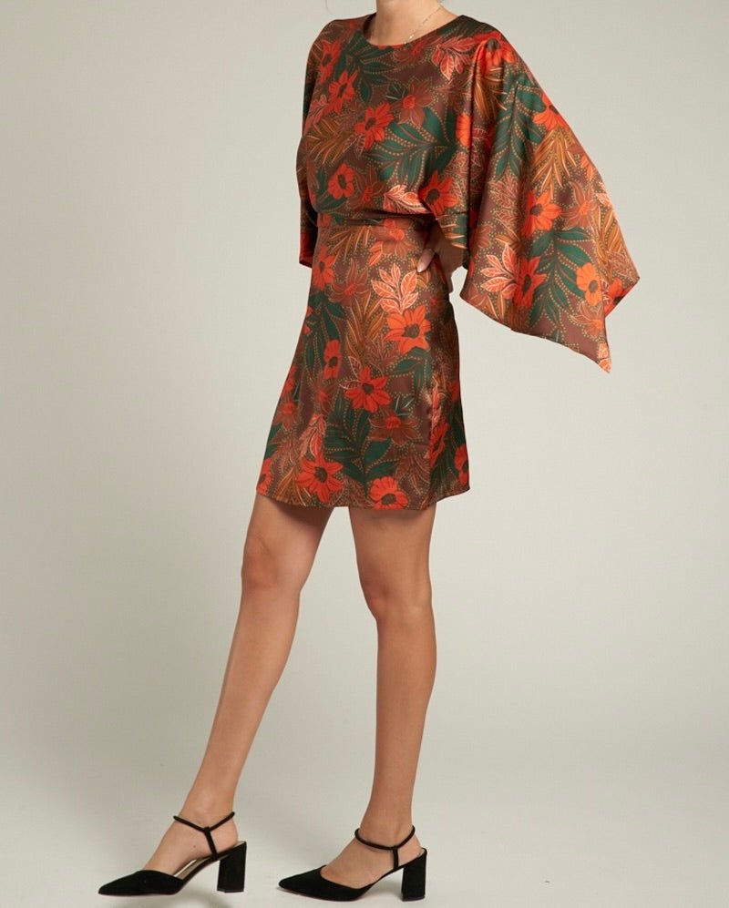 En Créme Cape Sleeve Floral Mini Dress - East Coast Classy