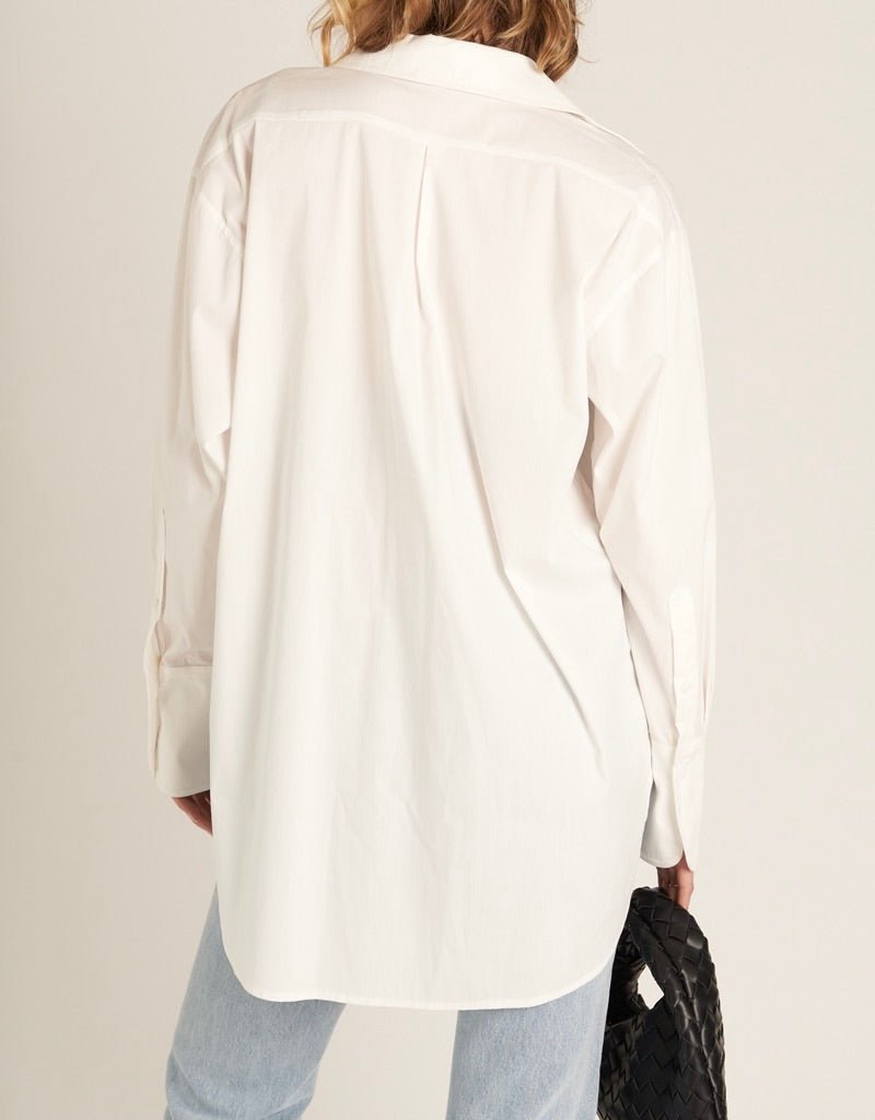 En Créme Long Sleeve Oversize Button Down Shirt - East Coast Classy