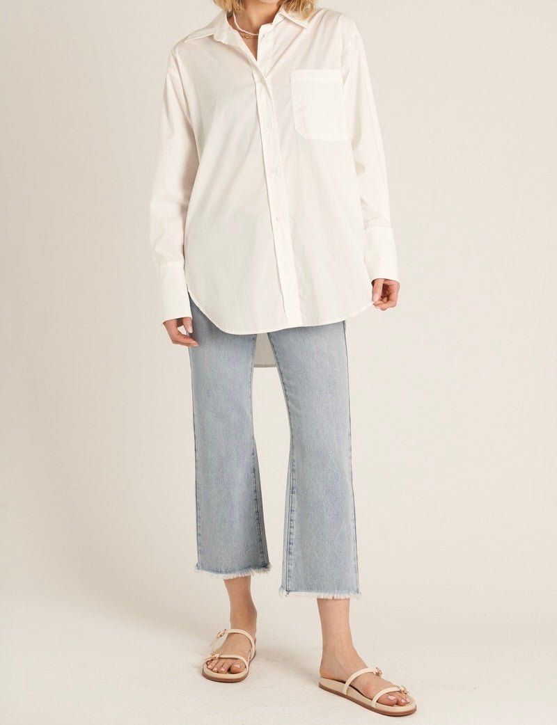 En Créme Long Sleeve Oversize Button Down Shirt - East Coast Classy